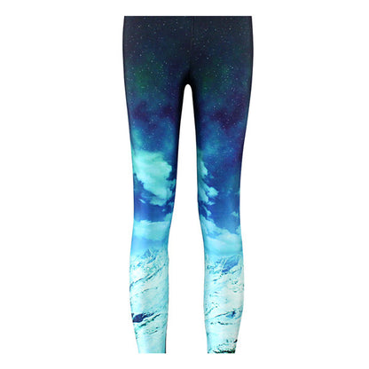 Women Hot Leggings Digital Print Ice and Snow