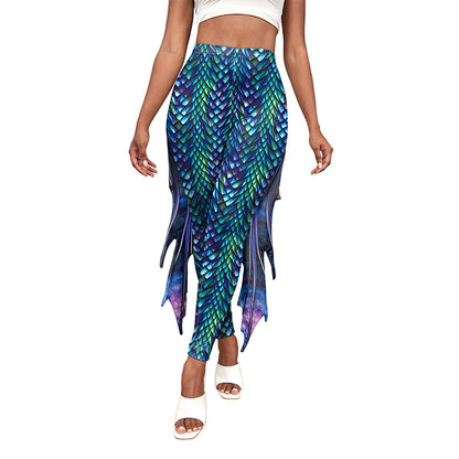 Slim Fish Pants With Raised Hips And Digital Fin Printing