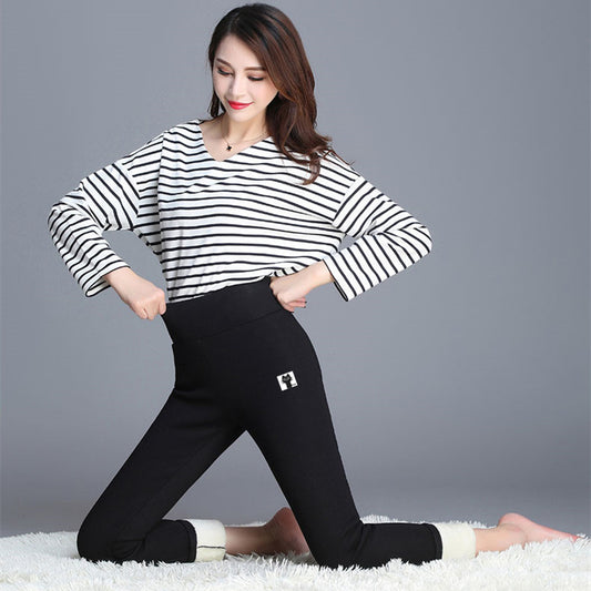 Lamb Fleece Warm Leggings Large Women's Thickened Cashmere High Waist Outwear Tight Long Pants