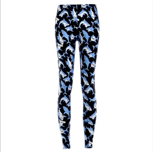 Digital printing cartoon whale leggings