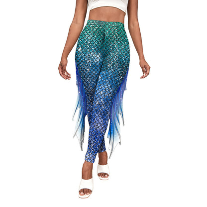 Women's Leggings Mermaid Fish Scale Print Pants Tight Buttock Lifting Yoga Pants