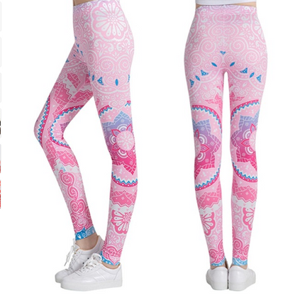 Printed thin pencil feet pants stretch big ladies yoga pants leggings