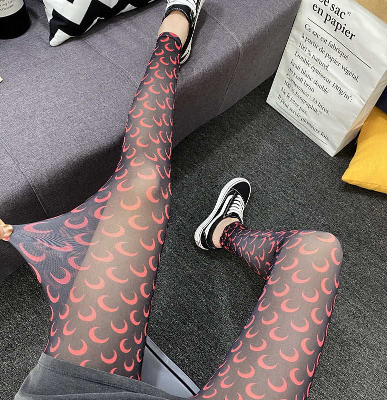 Moon print mesh leggings