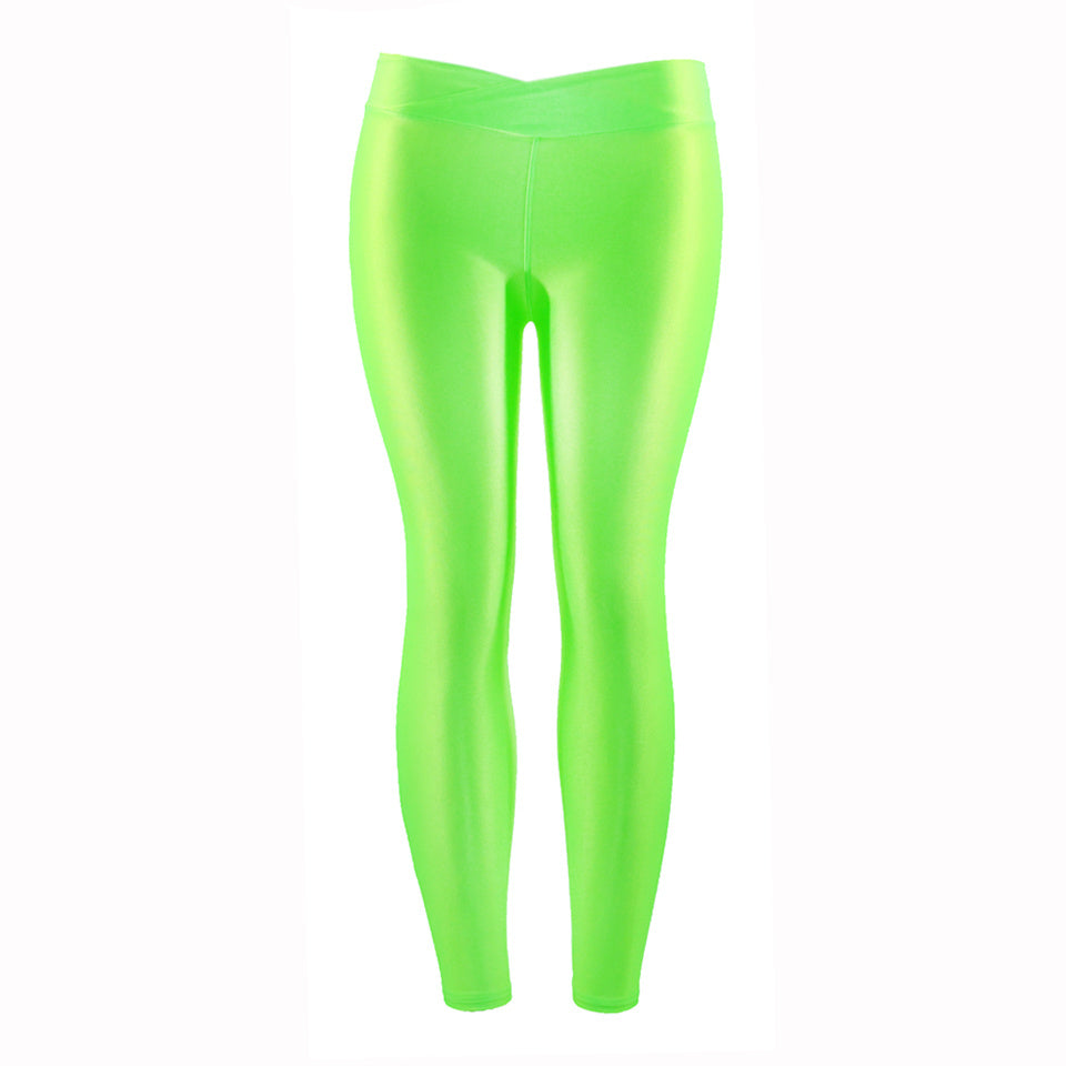 Summer New Low Waist Stretch slim gloss trousers thin candy color