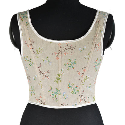 French Small Floral Strap Fishbone Corset Short Vest