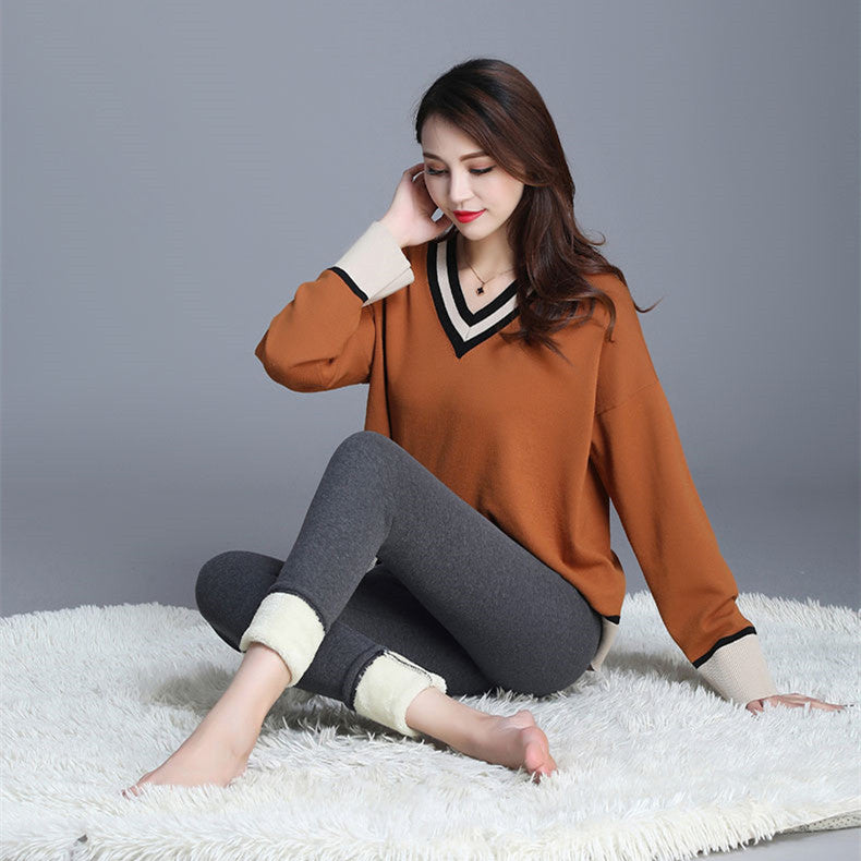 Lamb Fleece Warm Leggings Large Women's Thickened Cashmere High Waist Outwear Tight Long Pants