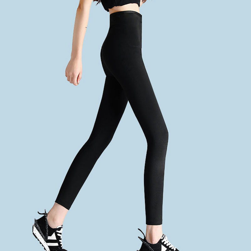 Breasted Waist Black Leggings Women's