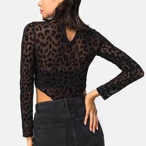 Black Leopard Mesh Bodysuit