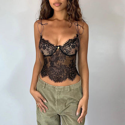 Women's Lace See-through Suspenders Sexy Show Chest