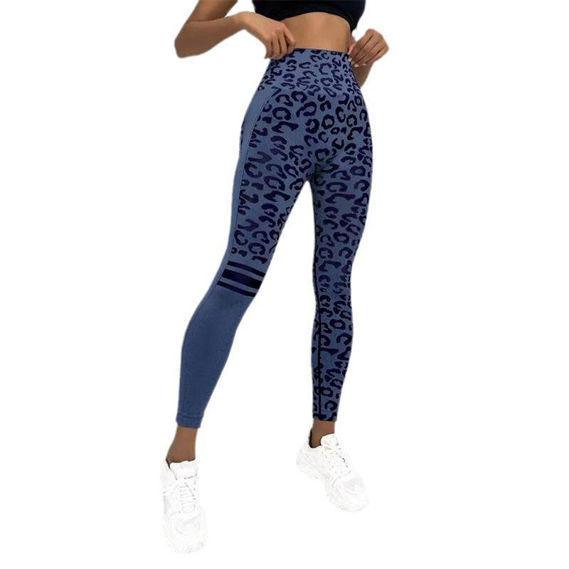 Chemical Fiber Blend Leopard Print Yoga High Waist Tights