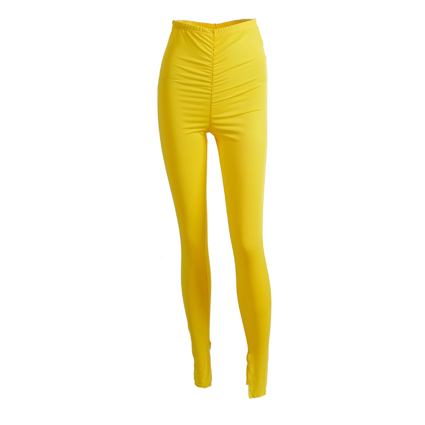 Solid color pleated leggings