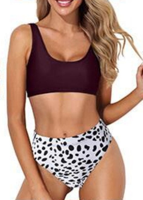 Women's Seperated Swimwear Printed High Waist Halter Tops