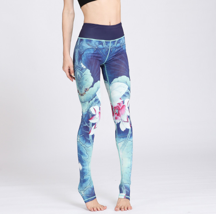 Women Sexy Yoga Pants Printed Dry Fit Sport Pants Elastic Fitness