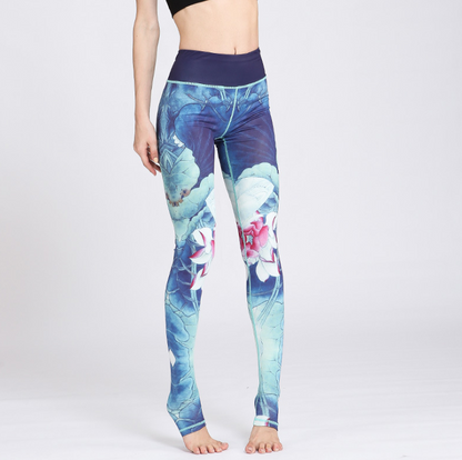 Women Sexy Yoga Pants Printed Dry Fit Sport Pants Elastic Fitness