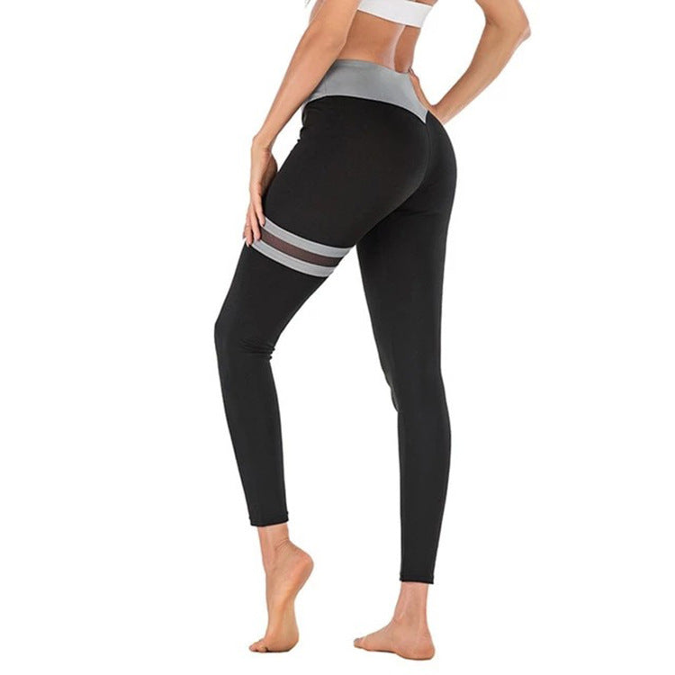 Thigh Double Ring Contrast Color Yoga Pants High Stretch Leggings