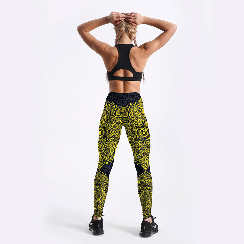 Yellow Gold Mandala Yoga/Workout Leggings