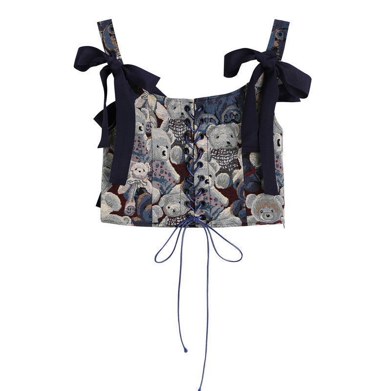 Summer Short Printed Outer Vest Corset