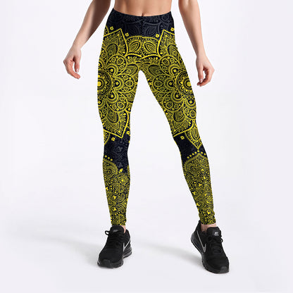 Yellow Gold Mandala Yoga/Workout Leggings