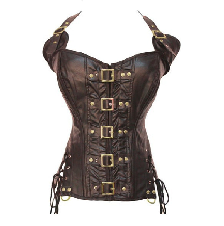 Punk PU corset leather halter corset