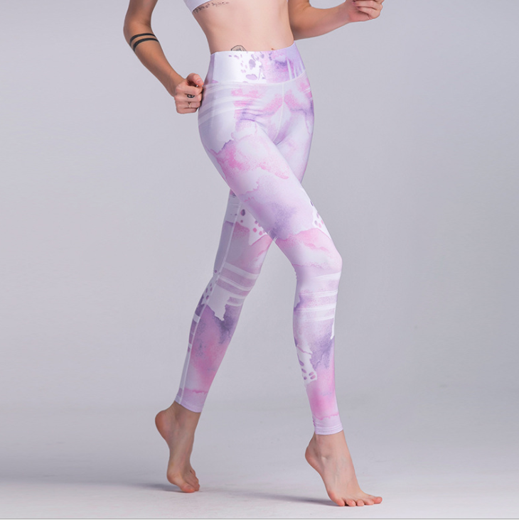 Hot ink printing sports leggings fashion tight yoga pants stretch fitness