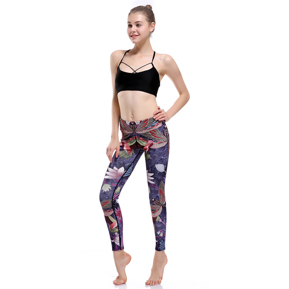 High Waist 3D Watercolor Hummingbird Yoga Workout Leggings