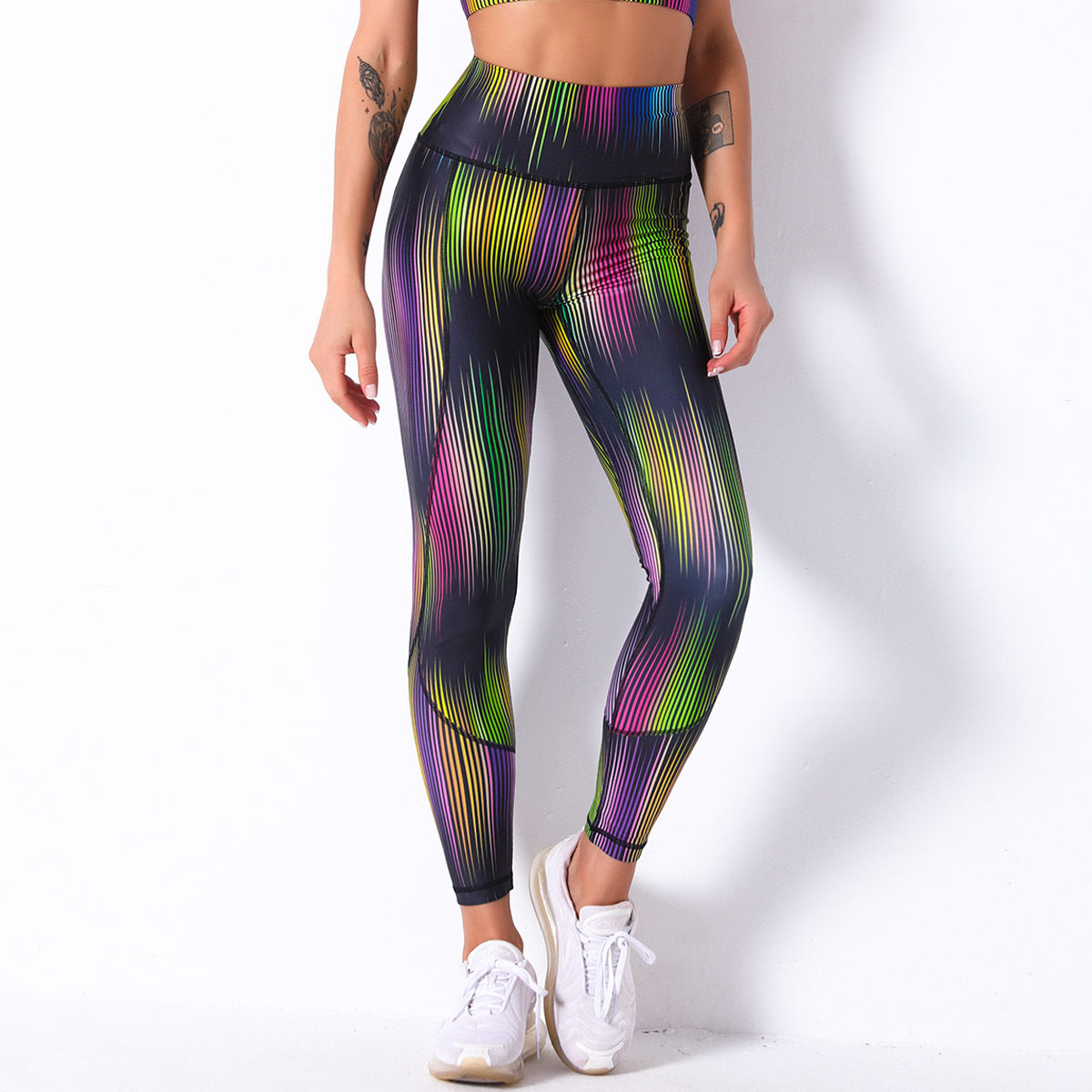 High-waist Hip-lifting Stitching Plant Coefficient Code Printing Leggings