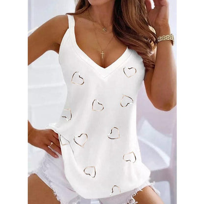 Women's Heart Print Sleeveless Camisole Top