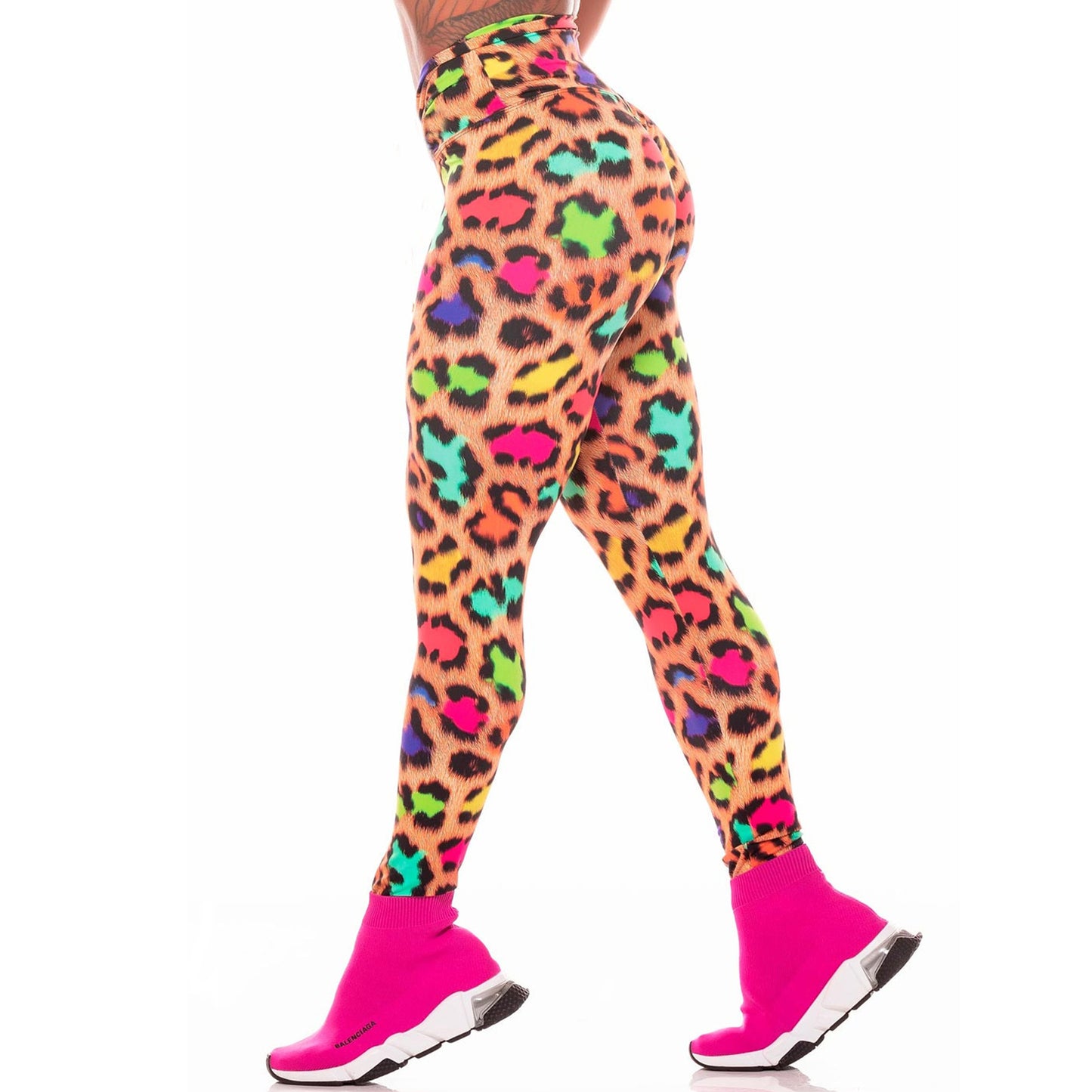 Colorful Leopard Print Moisture Wicking Yoga Pants Leggings