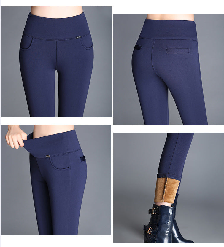 High waist and velvet padded leggings