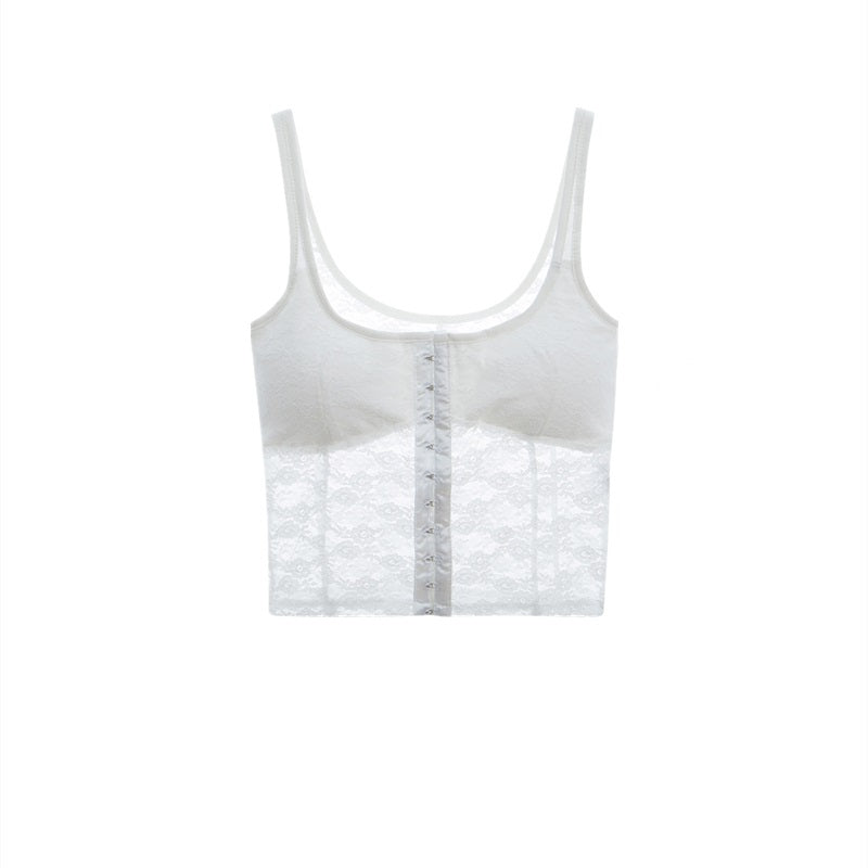 Summer Women's White Lace Camisole Short Top