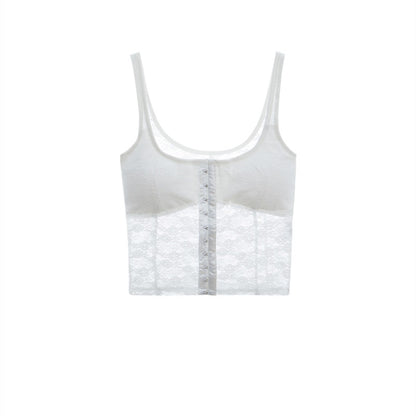 Summer Women's White Lace Camisole Short Top