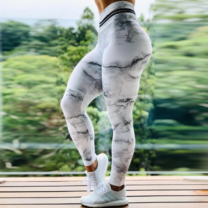 High Waist Skinny Pants Stretch Sports Fitness Printed Leggings