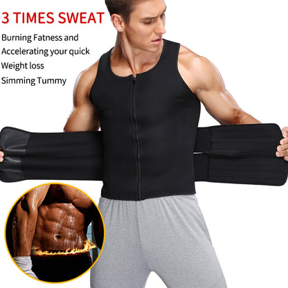 Fitness Men Shapewear Sauna Vest Waist Trainer Double Belt Sweat