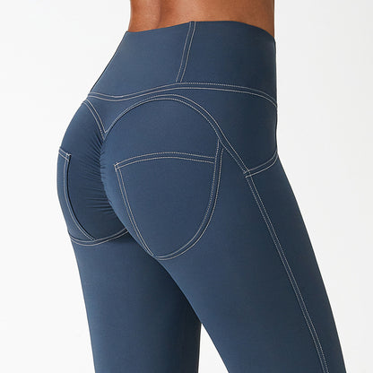 Pleated Yoga Pants High Waist Sports Leggings