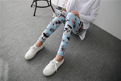 2017 Spring Graffiti Milk Silk Ink Painting Elastic Leggings Wholesale