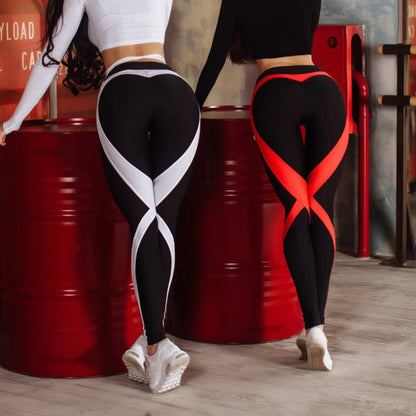 Amazon hot style red and white stripes x fitness yoga leggings