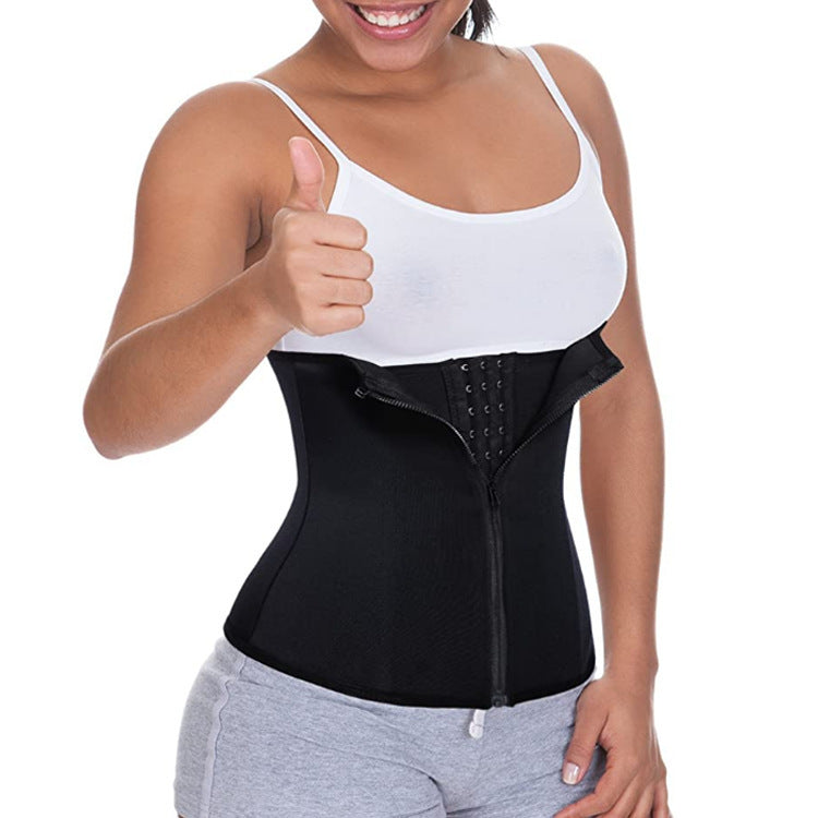 Zipper three-breasted belt neoprene corset