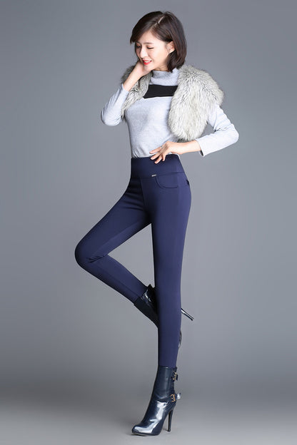 High waist and velvet padded leggings