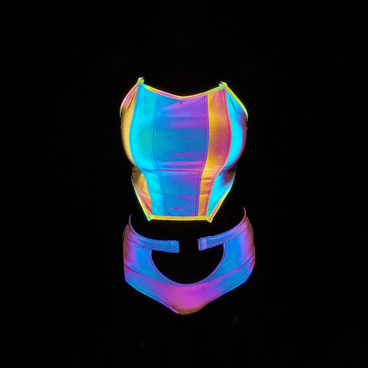 Colorful Reflective Camisole Women's Nightclub Tight Strapless Top