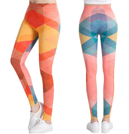 Printed thin pencil feet pants stretch big ladies yoga pants leggings