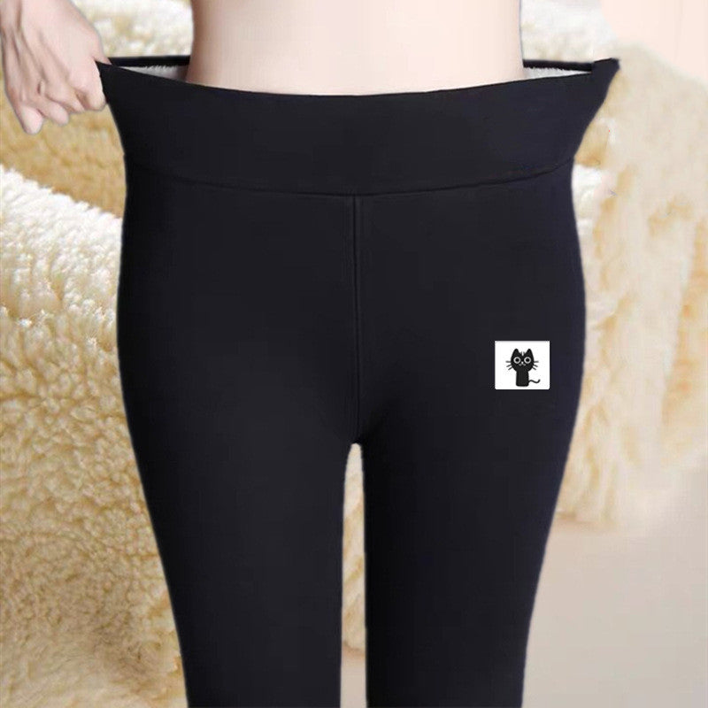 Lamb Fleece Warm Leggings Large Women's Thickened Cashmere High Waist Outwear Tight Long Pants