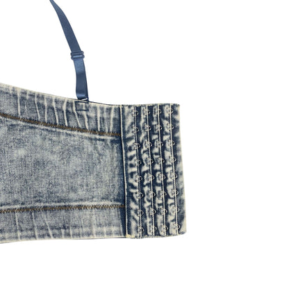 Gray Hanging Dyed American Retro Fishbone Denim Camisole