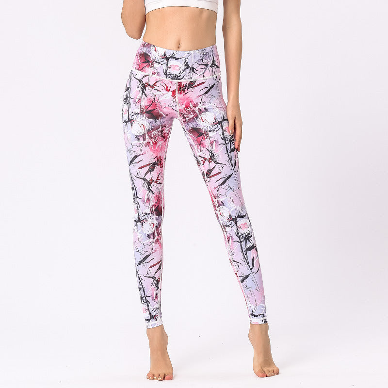 Yoga Pants, Digital Printing, Hip, High Waist, Fitness, Running, Sports Leggings