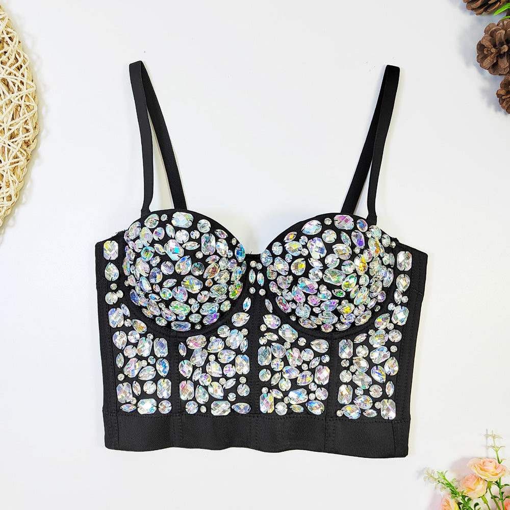 Niche Tube Top Beaded Light Diamond Hot Girl Sling Top