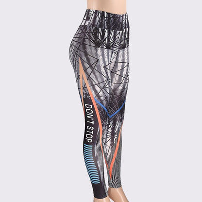 Don't Stop Letter Print Fitness Women Leggings 3D Printed Slim Jeggings