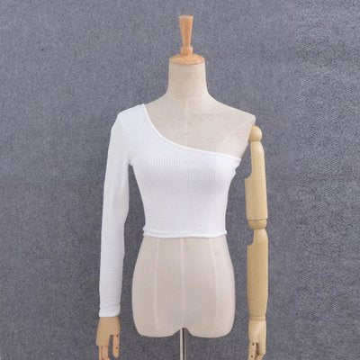 Off Shoulder Sexy Female Knitted Crop Top Women