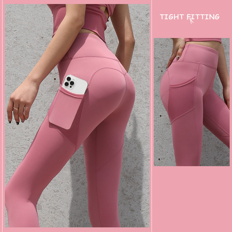 Gym Sport Seamless Leggings With Pockets Push Up High Waist