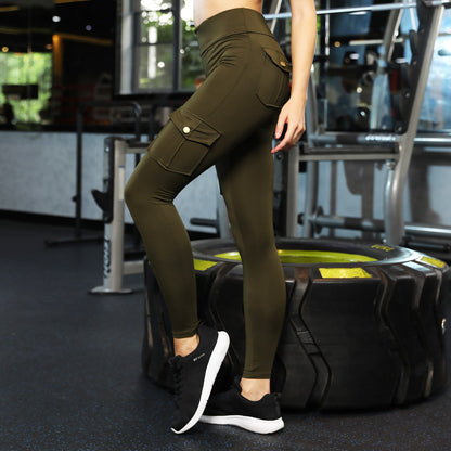 Military wind peach hip yoga pants