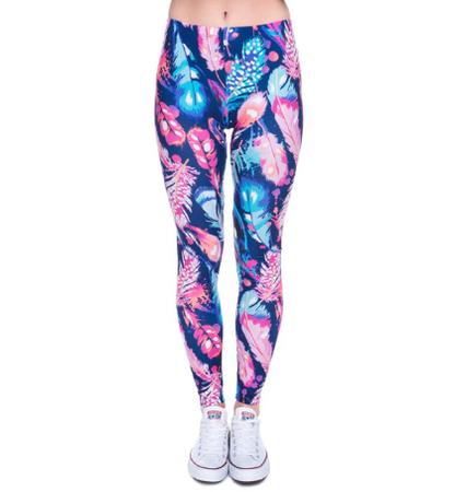 Printed thin pencil feet pants stretch big ladies yoga pants leggings