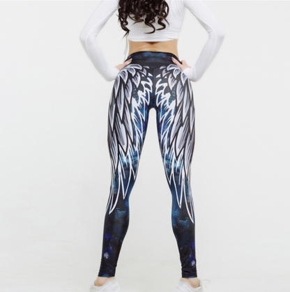 3D Wings Digital Print Yoga Leggings